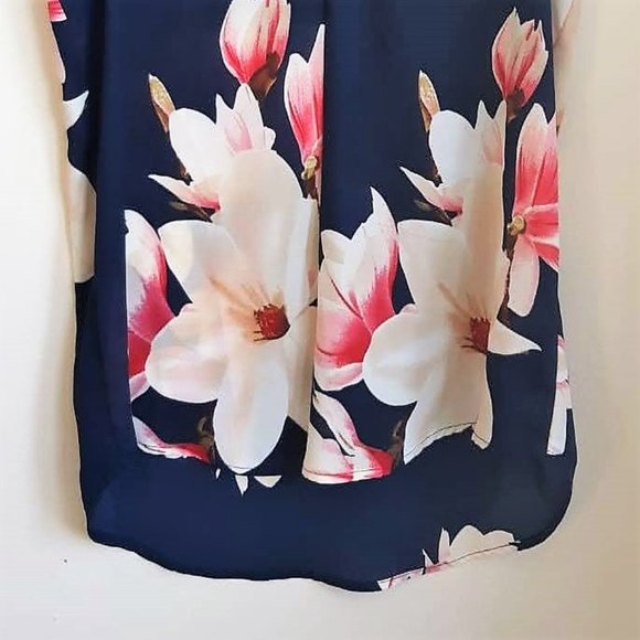 Dark Navy Floral loose fitting top - Picture 2 of 4